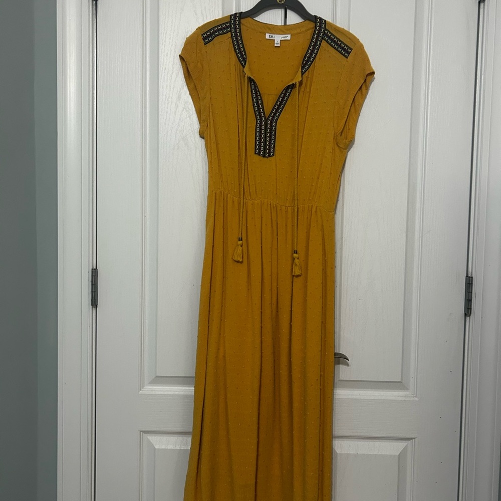 DR2 Mustard Maxi Dress with Black Trim